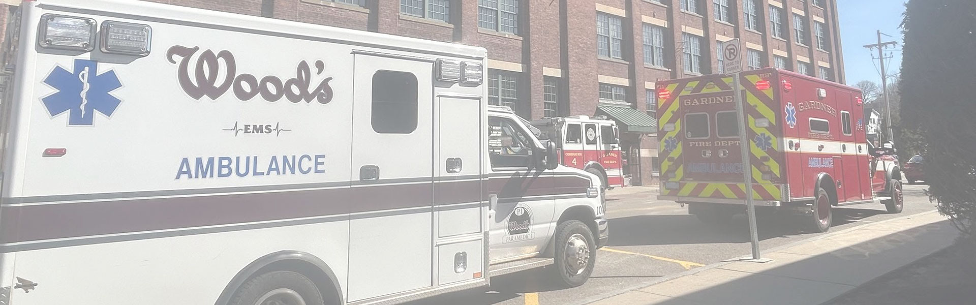 Wood's Ambulance next to the brick Heywood Wakefield complex